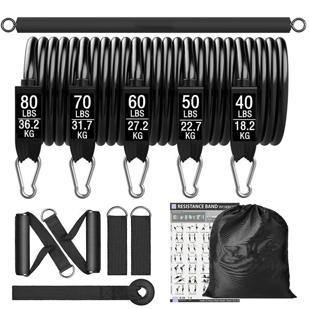 Workout Bar Fitness Resistance Bands Set 250-300lbs